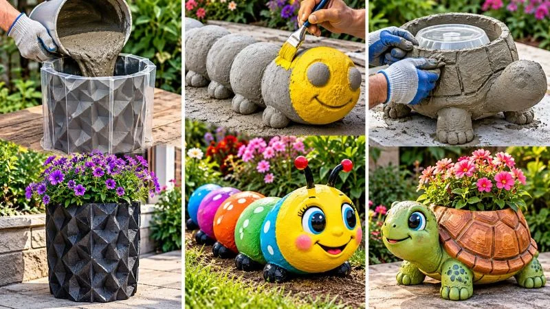 SATISFYING CEMENT CRAFT & CUTE GARDEN DECOR TRANSFORMATION ENGINE reference image